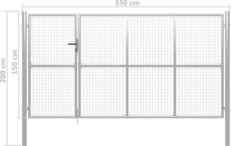 vidaXL Πόρτα Περίφραξης Κήπου Ασημί Ατσάλινη 150x350cm 144343