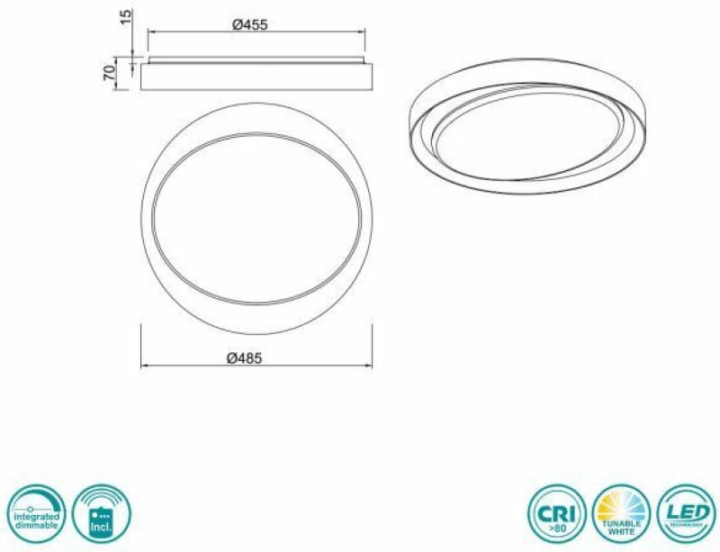 Trio Lighting Zeta Πλαφονιέρα Οροφής Μαύρη από Μέταλλο
