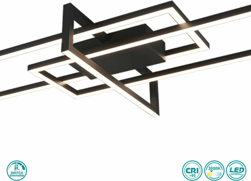 Trio Lighting Salinas Πλαφονιέρα Οροφής Μαύρη από Μέταλλο Μαύρο Ματ