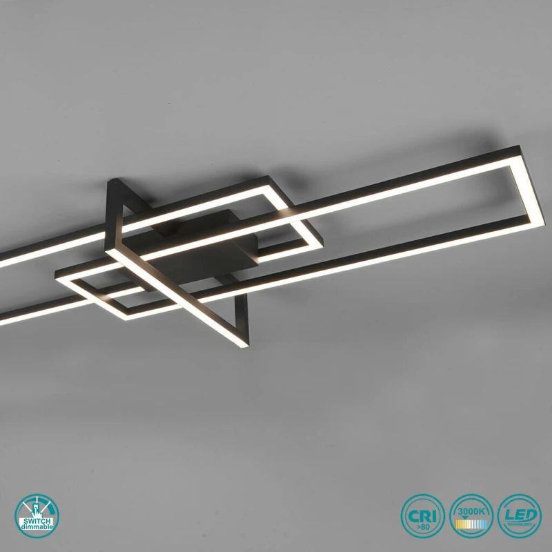 Trio Lighting Salinas Πλαφονιέρα Οροφής Μαύρη από Μέταλλο Μαύρο Ματ