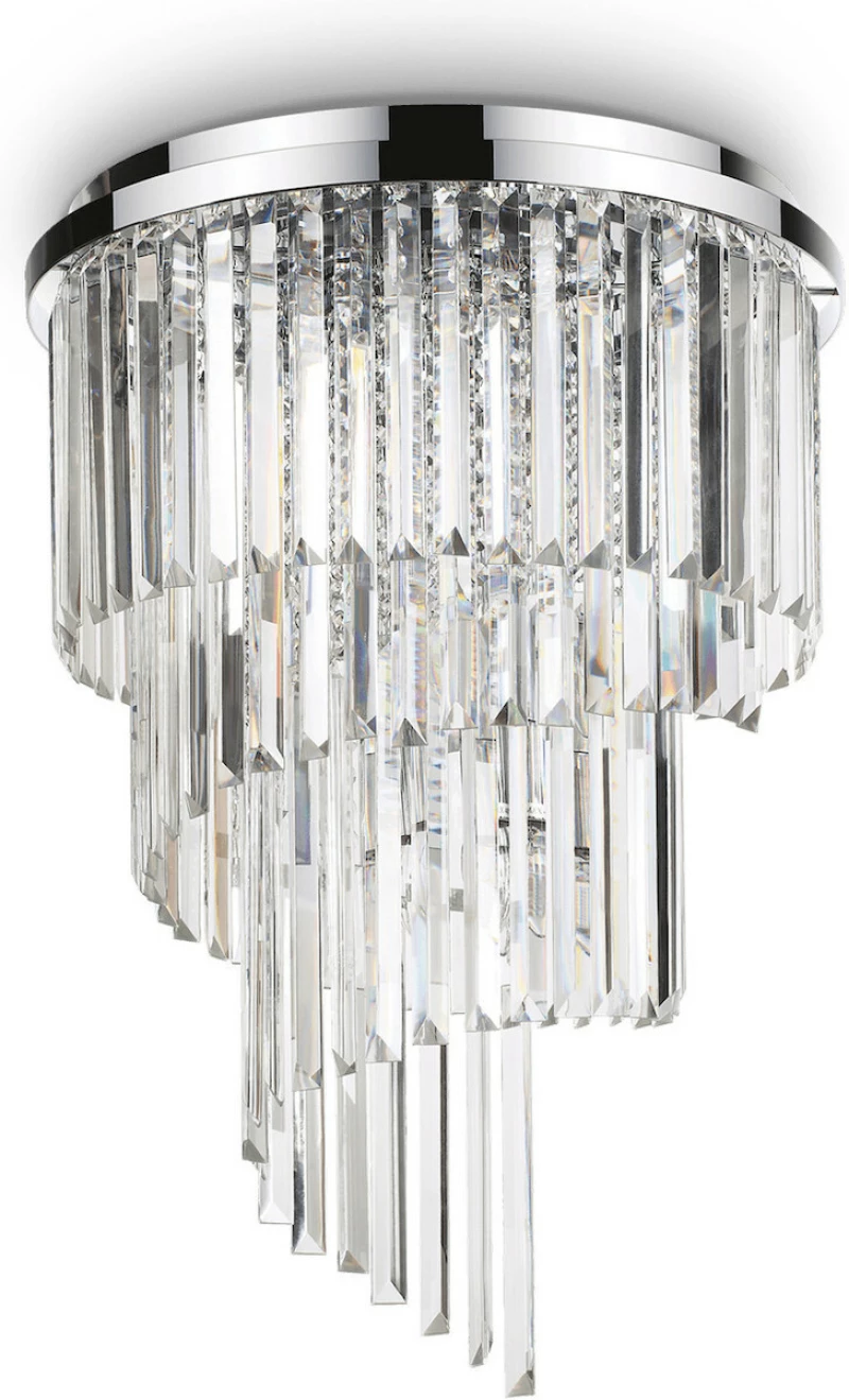 Ideal Lux Carlton Πλαφονιέρα Οροφής Ασημί με Κρύσταλλα