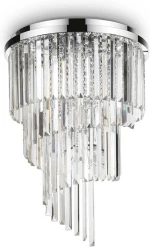 Ideal Lux Carlton Πλαφονιέρα Οροφής Ασημί με Κρύσταλλα