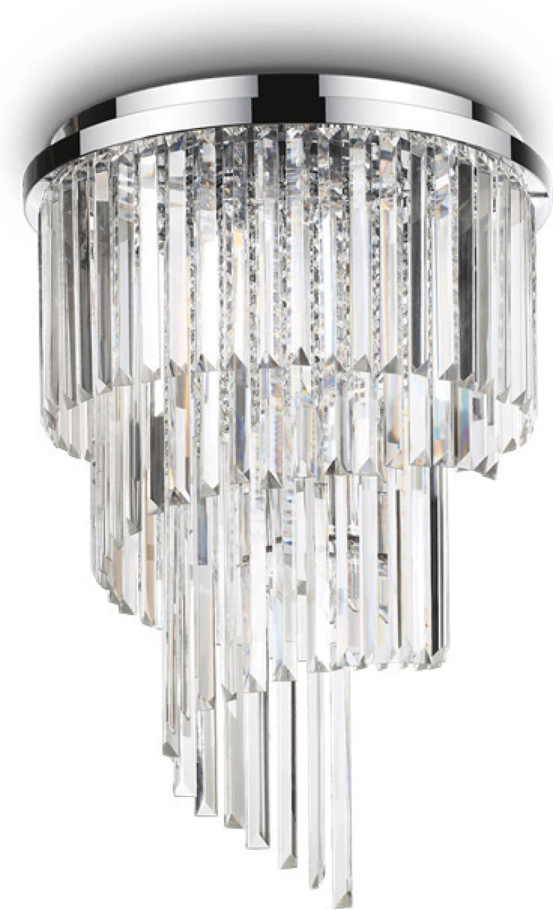 Ideal Lux Carlton Πλαφονιέρα Οροφής Ασημί με Κρύσταλλα