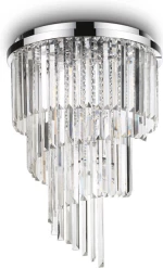 Ideal Lux Carlton Πλαφονιέρα Οροφής Ασημί με Κρύσταλλα