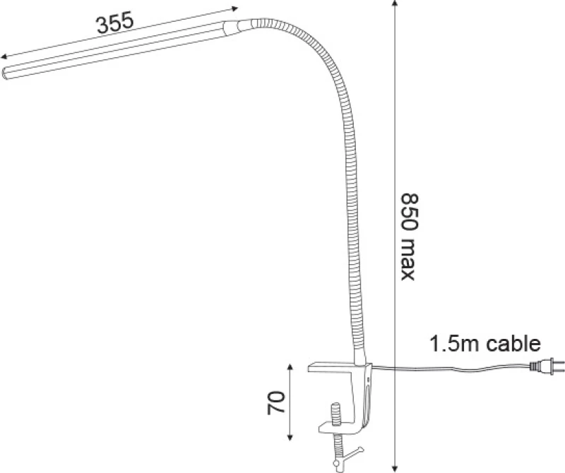 Aca Φωτιστικό Γραφείου LED με Κλιπ 35x85cm Χρυσό
