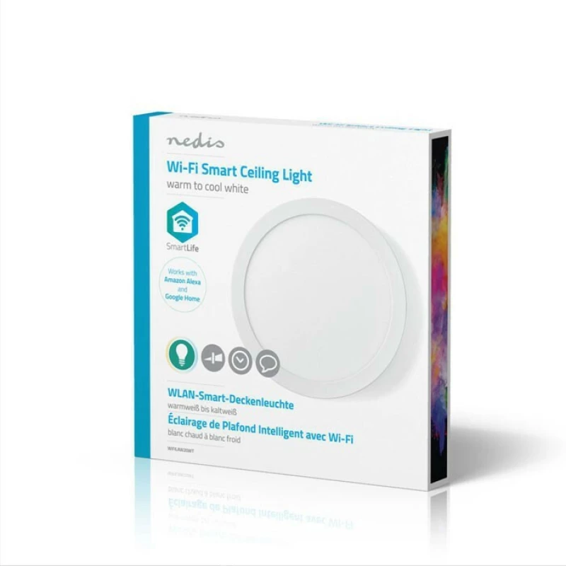 Nedis Wifilaw20Wt Wi-Fi Smart Ceiling Light Round 30Cm Warm To Cool White 1200M