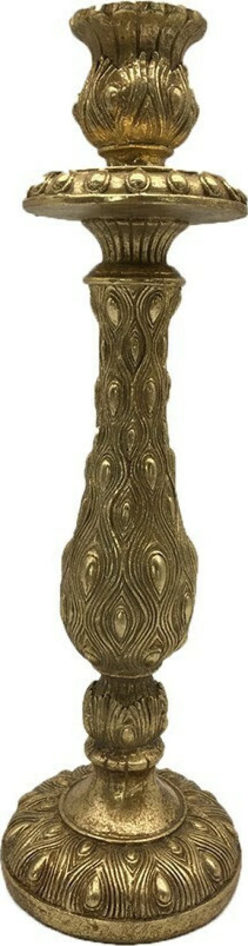 Peacock Κηροπηγειο Polyresin Χρυσο Αντικε Δ10Xυ33Cm