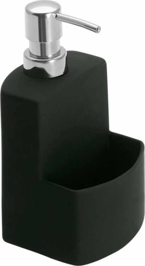 Δοχείο Υγρού Πιάτων + Θήκη Για Σφουγγάρι Wenko Festival Black 3620117100 10x10x18