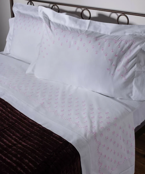 Silk Fashion Σετ Σεντόνια Ημίδιπλα 180x270 2806Β Λευκό - Ροζ