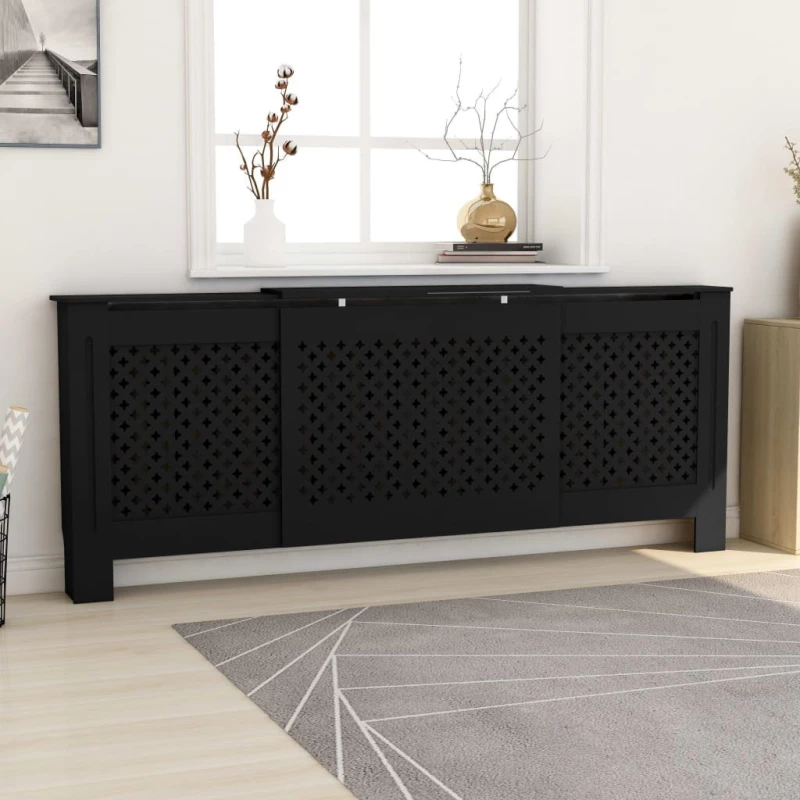 vidaXL Κάλυμμα Καλοριφέρ 205cm από MDF Μαύρο 325556