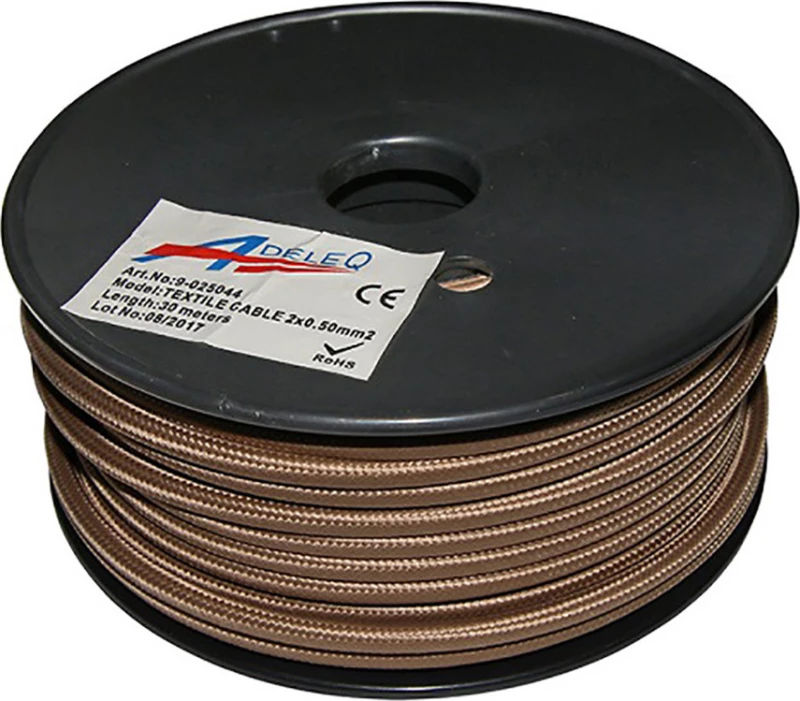 Adeleq Υφασμάτινο Καλώδιο Εύκαμπτο 2x0.50mm² Καφέ 9-025044