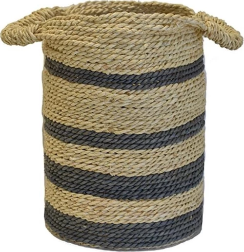 Plastona Διακοσμητικό Καλάθι Stripes Ανθρακί 27x36cm