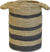 Plastona Διακοσμητικό Καλάθι Stripes Ανθρακί 27x36cm