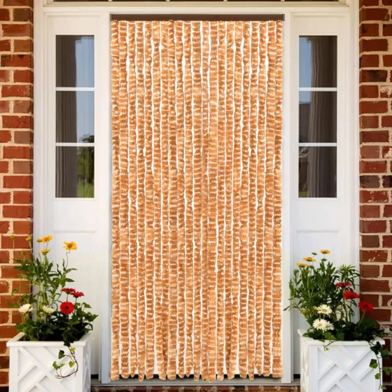 vidaXL Κουρτίνα Πόρτας Ώχρα - Λευκό Σενίλ 90x220cm 325458