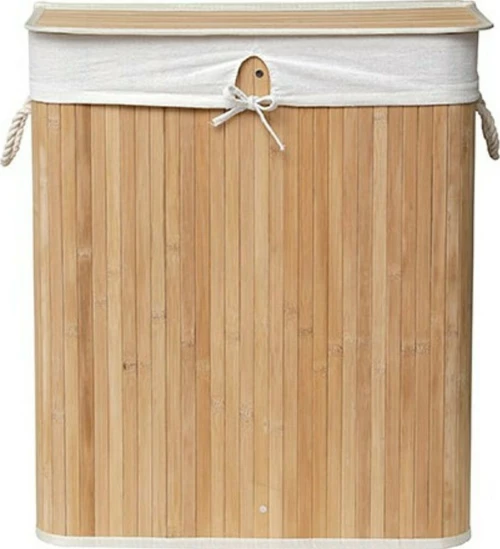 Καλάθι Απλύτων Bamboo Πτυσσόμενο με 2 Αποθηκευτικές Θήκες