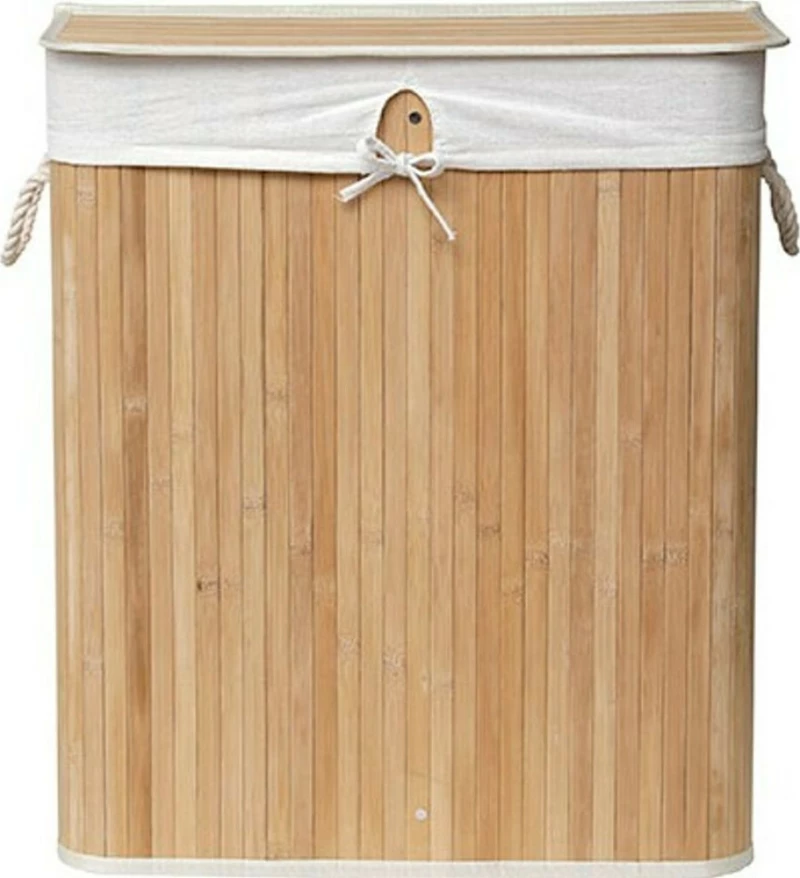 Καλάθι Απλύτων Bamboo Πτυσσόμενο με 2 Αποθηκευτικές Θήκες