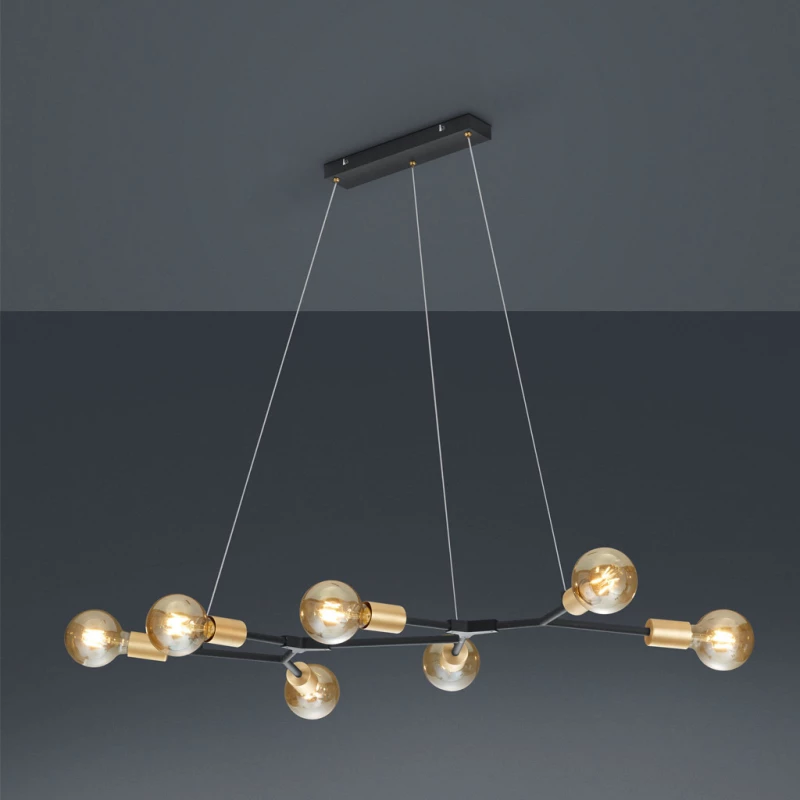 Trio Lighting Cross Κρεμαστό Φωτιστικό Μοντέρνο Πολύφωτο Μαύρο