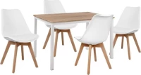 Σετ Τραπεζαρίας 5τμχ HM11015 Λευκό-Φυσικό 110x70x76cm 4 Θέσεων