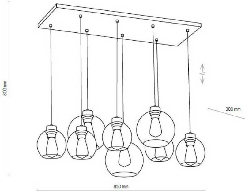 TK Lighting Cubus Κρεμαστό Φωτιστικό Μοντέρνο Πολύφωτο Διάφανο