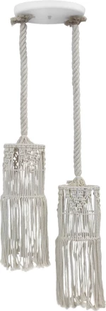 Heronia Macrame Κρεμαστό Φωτιστικό Μοντέρνο Δίφωτο White Heronia Λευκό
