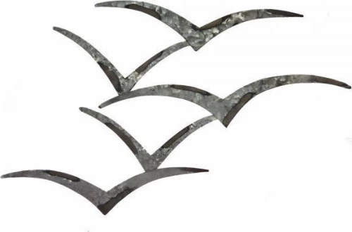 Σύνθεση Τοίχου Γλάρων 53cm SH5793 Silver Μέταλλο