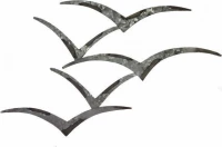 Σύνθεση Τοίχου Γλάρων 53cm SH5793 Silver Μέταλλο
