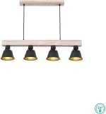 Κρεμαστό Φωτιστικό Ράγα Globo Lighting Gunther 15366S-4H Μαύρο
