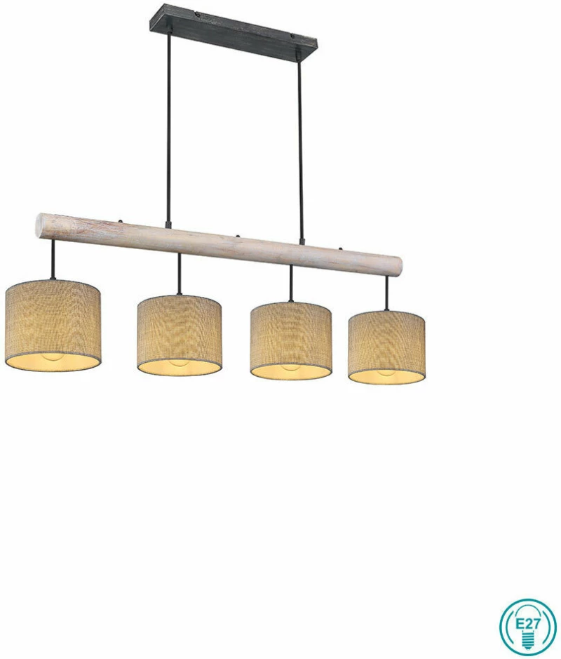 Κρεμαστό Φωτιστικό Ράγα Globo Lighting Roger 15378-4 Μαύρο