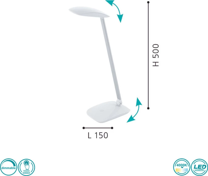 Φωτιστικό Γραφείου Led Cajero 95695 White Eglo