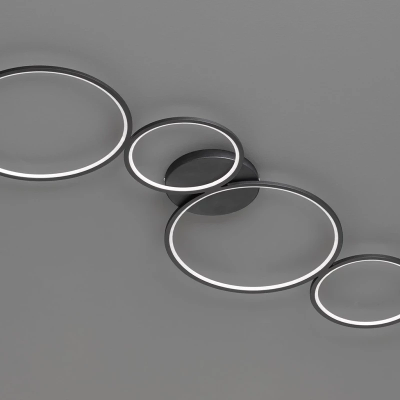 Trio Lighting Rondo Πλαφονιέρα Οροφής Μαύρη από Μέταλλο
