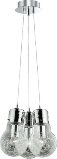 Ideal Lux Luce Max SP3 Κρεμαστό Φωτιστικό Vintage Τρίφωτο Ασημί
