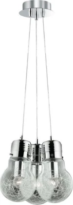 Ideal Lux Luce Max SP3 Κρεμαστό Φωτιστικό Vintage Τρίφωτο Ασημί