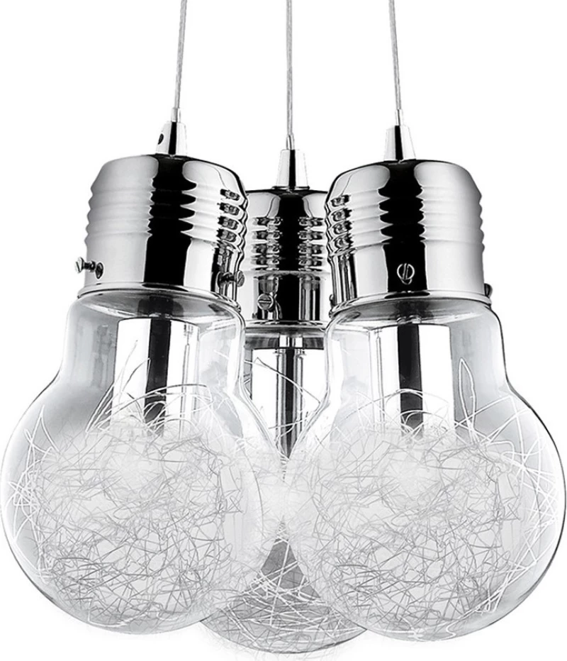 Ideal Lux Luce Max SP3 Κρεμαστό Φωτιστικό Vintage Τρίφωτο Ασημί
