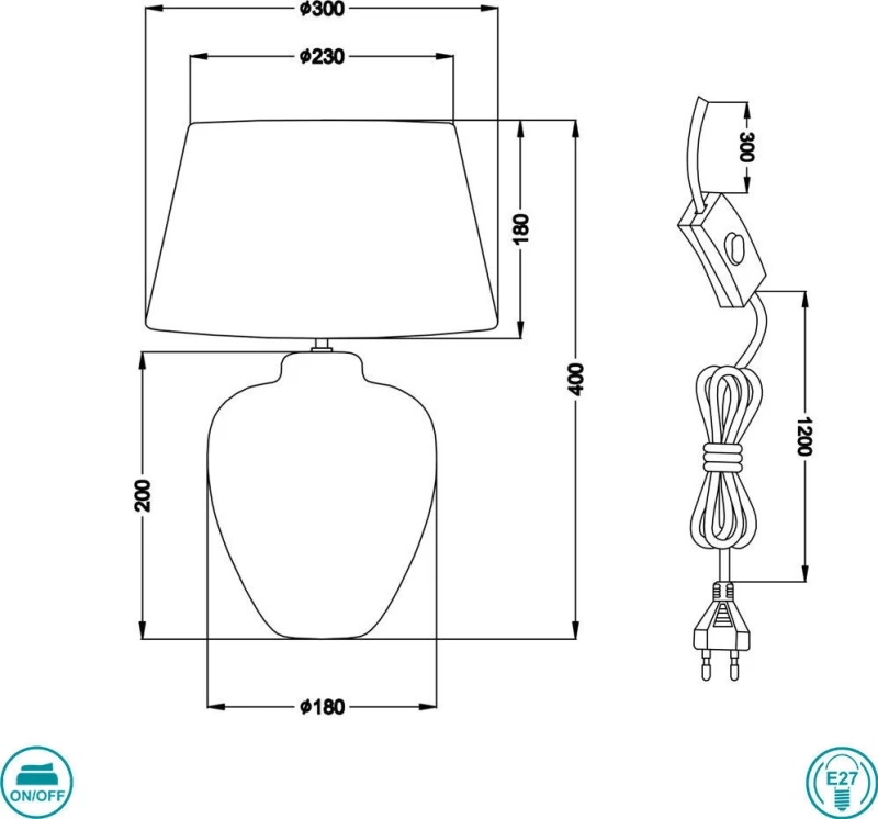 Trio Lighting Luanda Πορτατίφ με Μαύρο Καπέλο και Ασημί Βάση