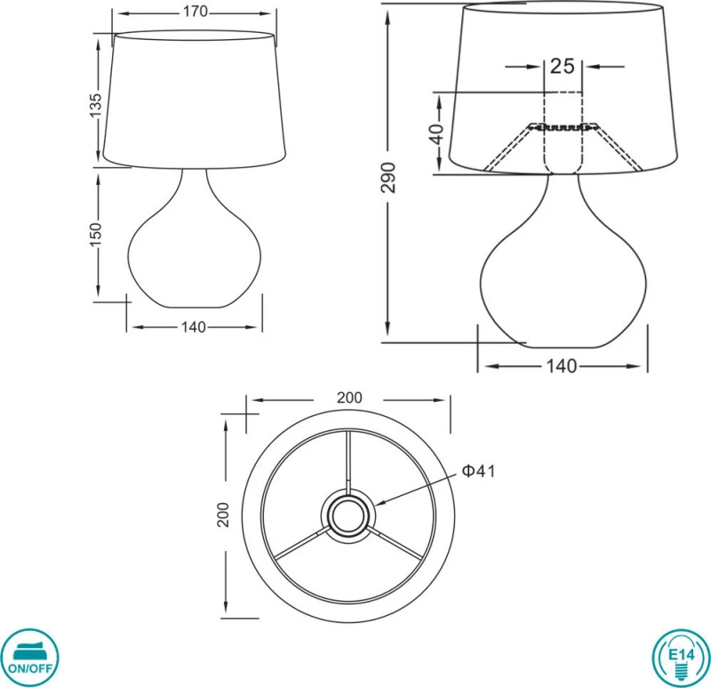 Trio Lighting Martin Πορτατίφ με Λευκό Καπέλο και Καφέ Βάση