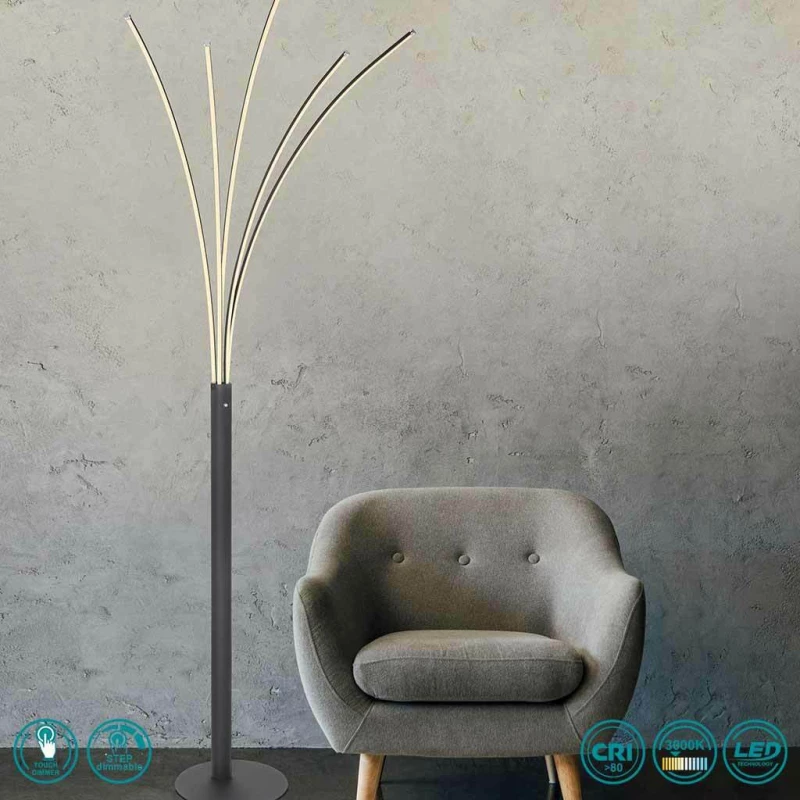 Globo Lighting Bizzy Φωτιστικό Δαπέδου Μαύρο με Ύψος 187cm Μαύρο