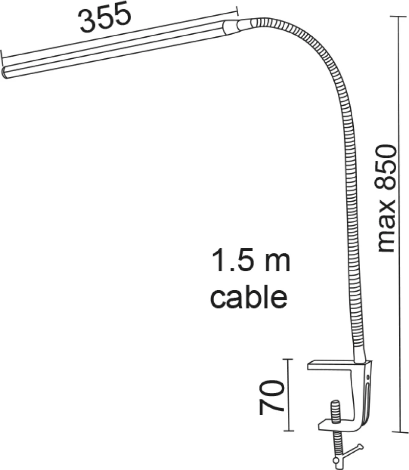 Aca Φωτιστικό Γραφείου LED με Κλιπ 16055LEDNSC Ύψους: 85cm Λευκό