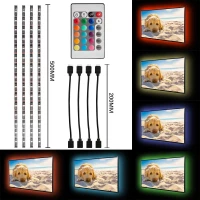 Ταινία LED RGB 4x50cm με Τροφοδοτικό και Τηλεχειριστήριο SMD5050 USB (5V)