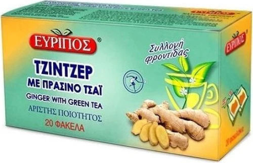 Εύριπος Τζίντζερ Με Πράσινο Τσάι 20φακελάκια