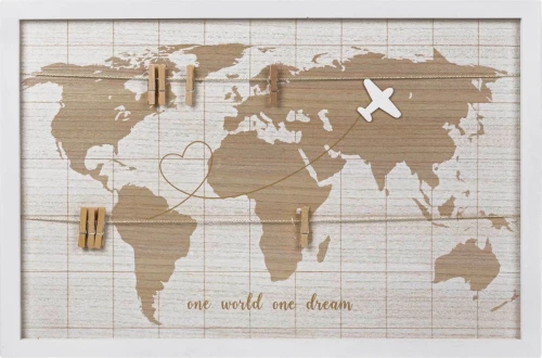 Κάδρο Φωτογραφιών Ξύλινο Παγκόσμιος Χάρτης 60x40cm