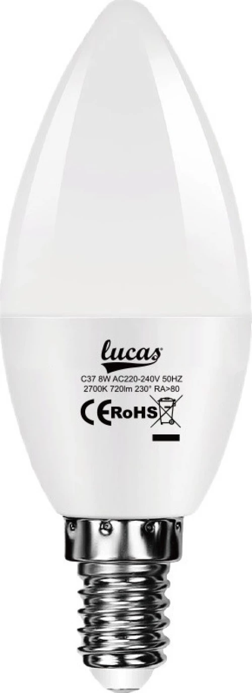Lucas Λάμπα LED για Ντουί E14 και Σχήμα C37 Φυσικό Λευκό 900lm