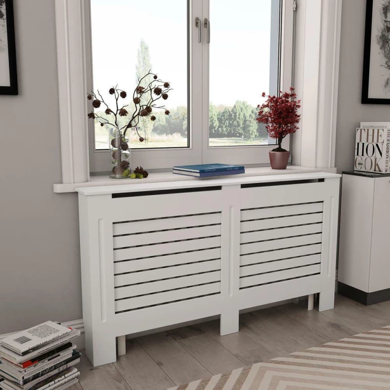 vidaXL Κάλυμμα Καλοριφέρ Λευκό 152x19x81,5εκ. από MDF 284321