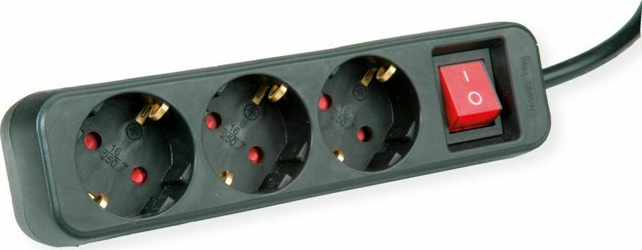Roline Power Strip 3-way with Switch black 3m 19.07.1069-10