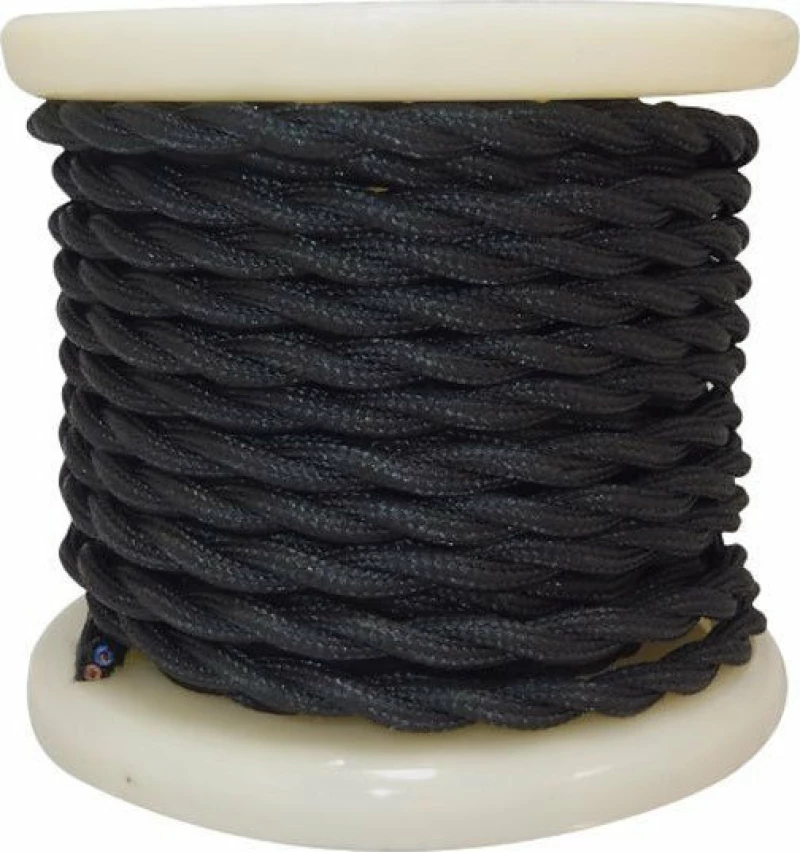 Elvhx Υφασμάτινο Καλώδιο 2x0.75mm² Μαύρο 10m Textile EL338006