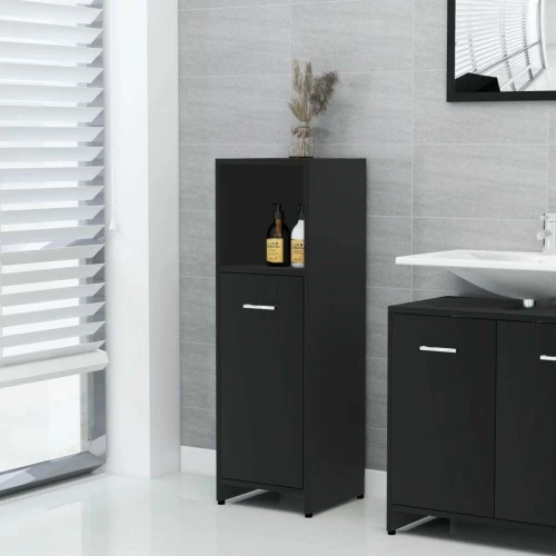 vidaXL Στήλη Μπάνιου Μαύρη 30 x 30 x 95 εκ. από Μοριοσανίδα