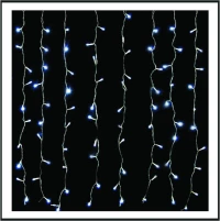240 LED κουρτίνα εξωτερικού χώρου με πρόγραμμα και επέκταση Διάφανο Καλώδιο/COOL WHITE φως 300cm Χ 180cm ST80056
