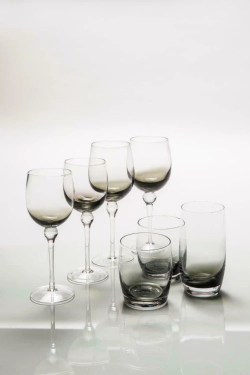 Cryspo Trio Ποτήρι Νερού Half Smoke Γυάλινο Κολωνάτο 370ml 6τμχ