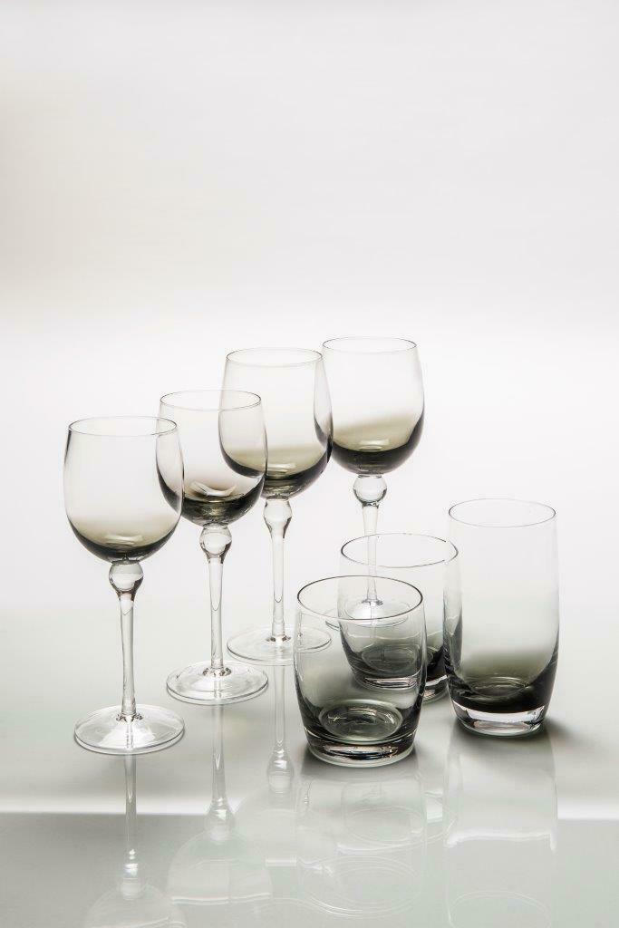 Cryspo Trio Ποτήρι Νερού Half Smoke Γυάλινο Κολωνάτο 370ml 6τμχ