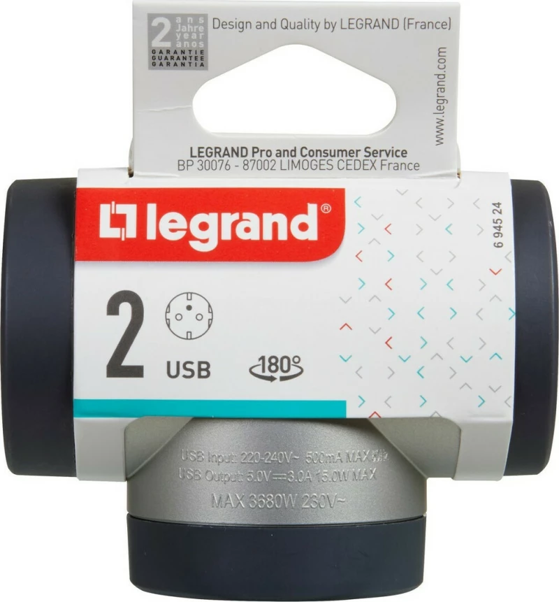 Legrand Αντάπτορας 2 Θέσεων με USB
