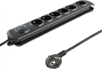 Πολύπριζο Ασφαλείας Qoltec 50111 6 Ac Outlet(S) 230 V 1.8 M Black